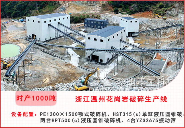 浙江溫州每小時1000噸花崗巖破碎生產(chǎn)線